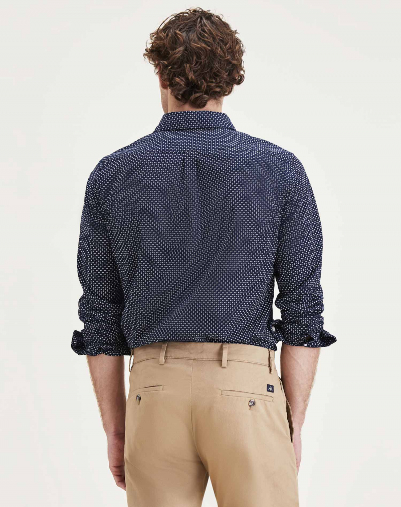 Camisa d'home de popelín de màniga llarga Dockers, model A1114-0088, blau marí - 2 - La Casa Dels Pantalons