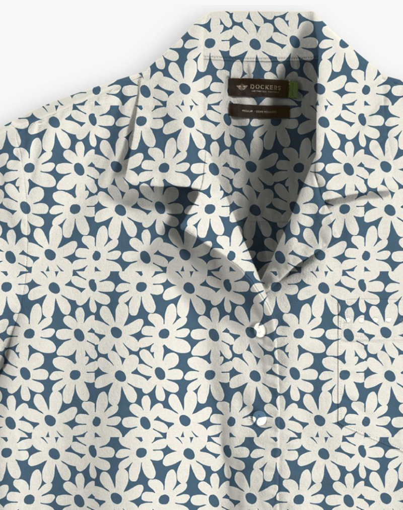 Camisa de dona de màniga curta Dockers, model A1760-0008, blava estampada - 3 - La Casa Dels Pantalons