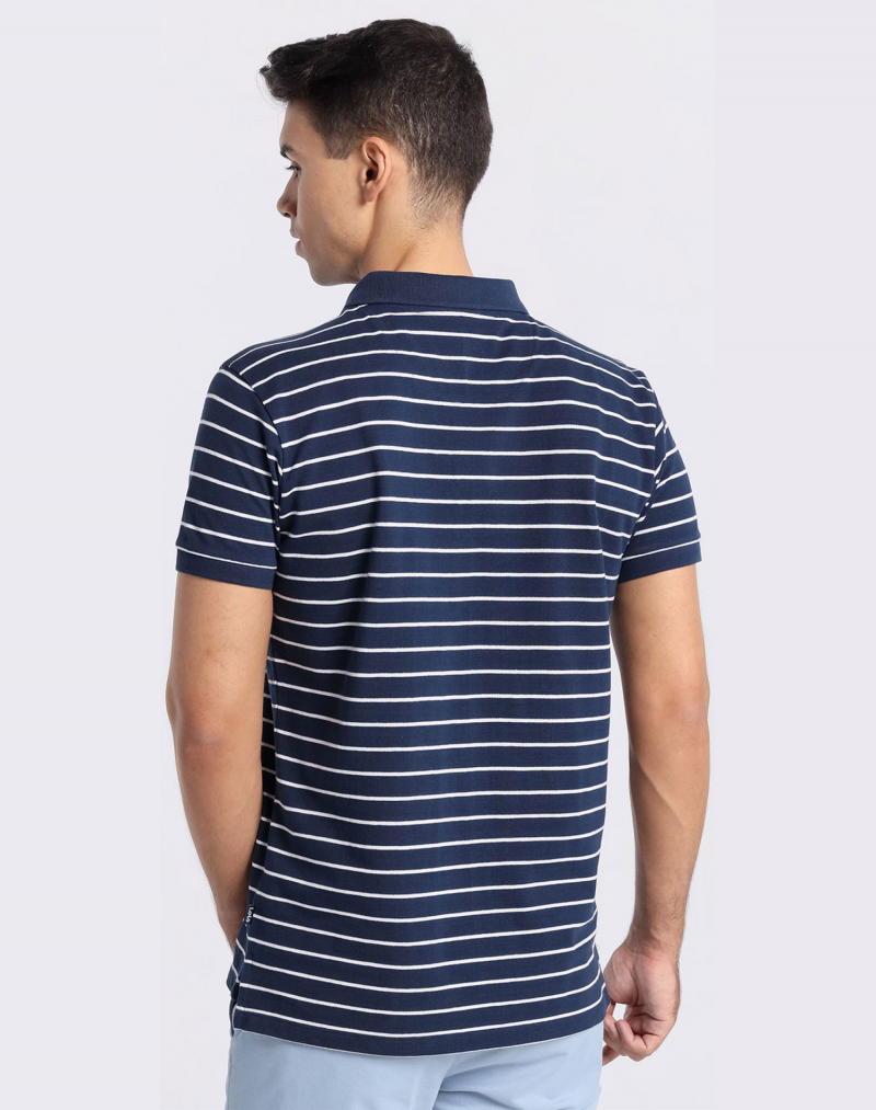 Polo d'home de màniga curta Lois, model 13219/469, de ratlles blau marí - 3 - La Casa Dels Pantalons