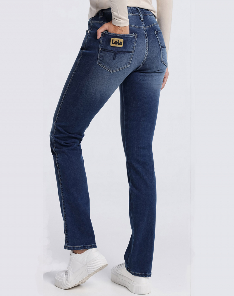 Pantalons texans de dona Lois Monic straight, model 20104/959, blau mig - 2 - La Casa Dels Pantalons