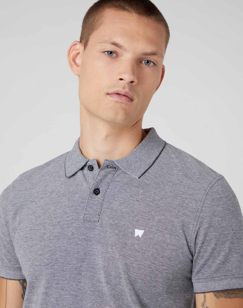 Polo d'home de màniga curta Wrangler, model W749KHXV6 112330820, gris fosc - 3 - La Casa Dels Pantalons