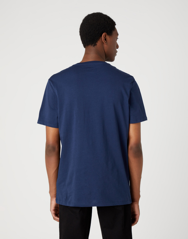 Camiseta de hombre de manga corta Wrangler, modelo W70JD3114 112320768, azul marino - 3 - La Casa Dels Pantalons