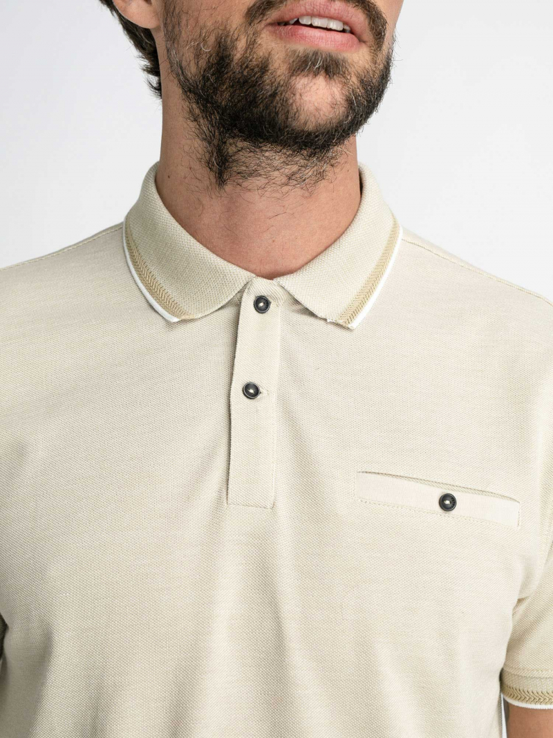 Polo de hombre de manga corta Petrol Industries, modelo POL924/6151, beige - 3 - La Casa Dels Pantalons