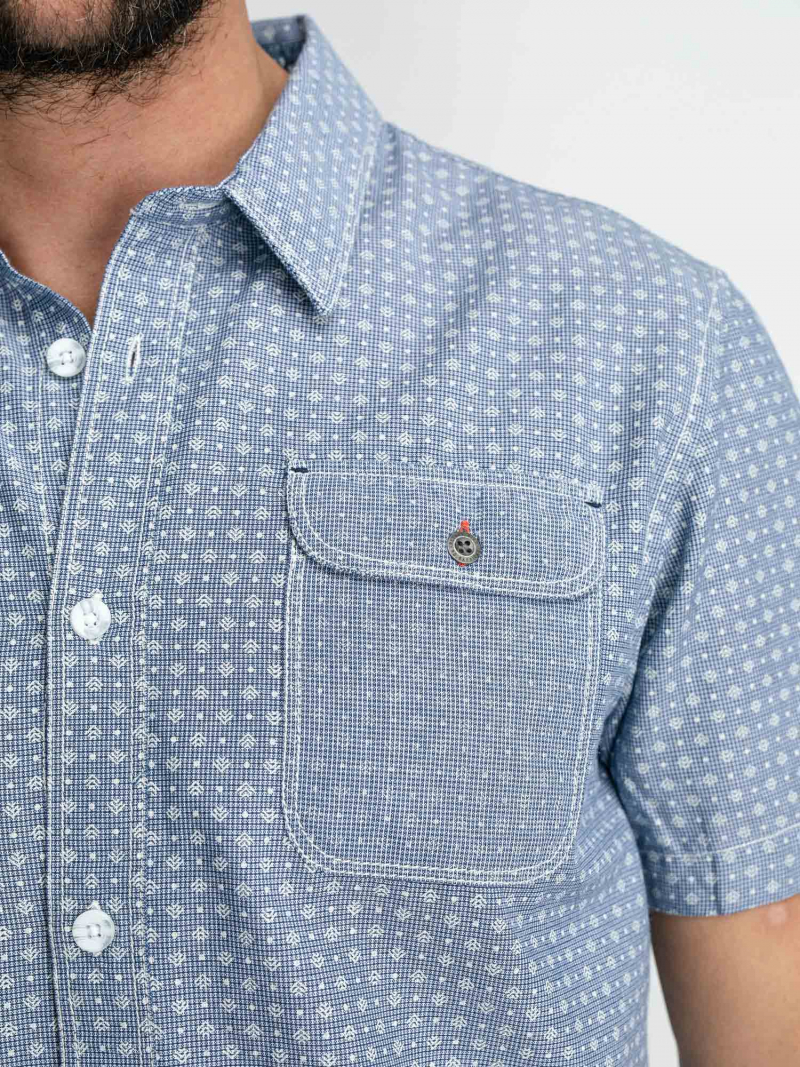 Camisa d'home de màniga curta Petrol Industries, model SIS406/5093, blava estampada - 2 - La Casa Dels Pantalons