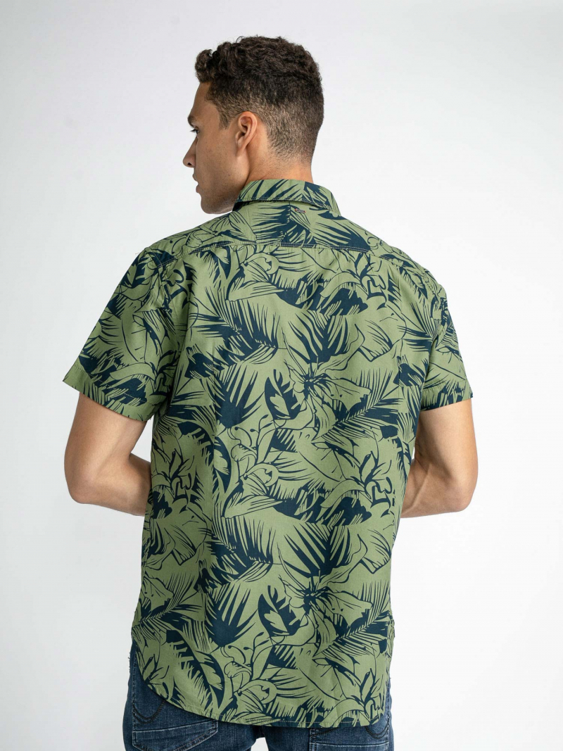 Camisa d'home de màniga curta Petrol Industries, model SIS422/6134, caqui estampada - 2 - La Casa Dels Pantalons