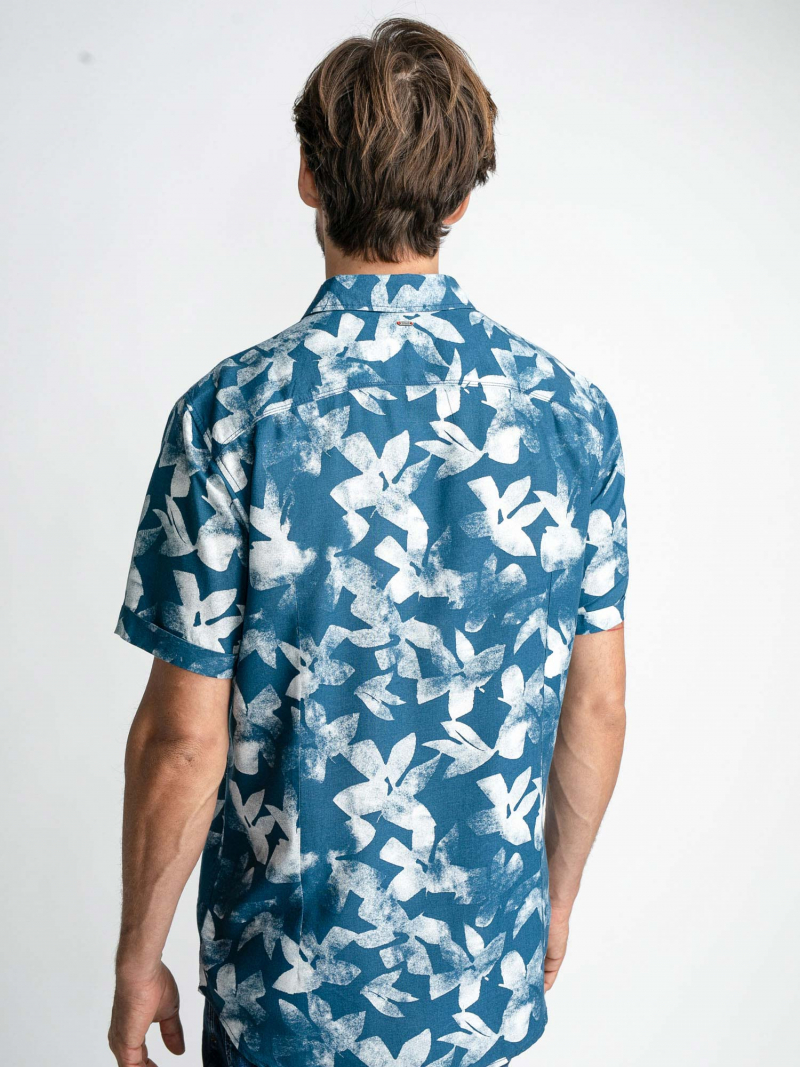 Camisa d'home de màniga curta Petrol Industries, model SIS435/5081, blava estampada - 2 - La Casa Dels Pantalons
