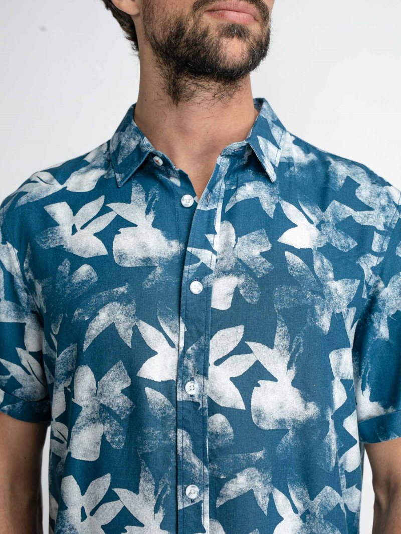 Camisa d'home de màniga curta Petrol Industries, model SIS435/5081, blava estampada - 3 - La Casa Dels Pantalons