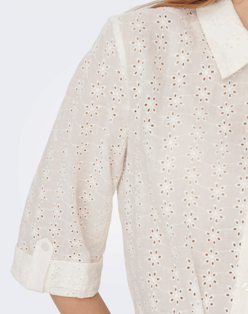 Camisa de dona de màniga tres quarts Only Lola, model 15291402, blanc trencat - 3 - La Casa Dels Pantalons