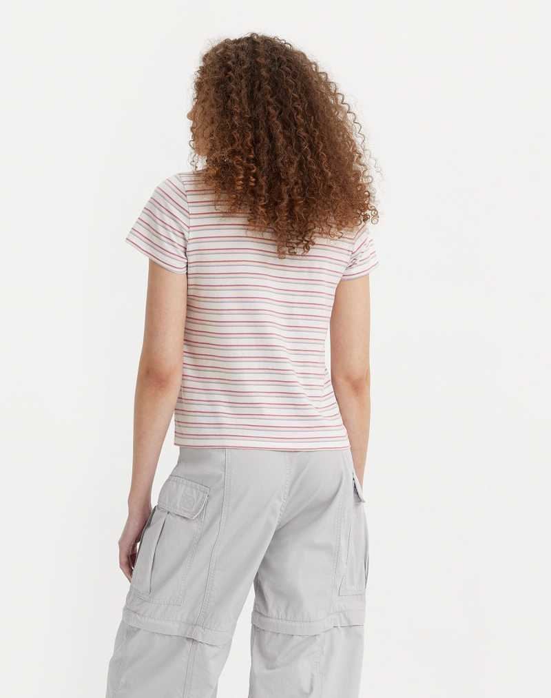 Samarreta de dona de màniga curta Levi's®, model 85341-0061, blanca de ratlles - 3 - La Casa Dels Pantalons