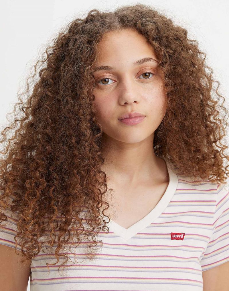 Samarreta de dona de màniga curta Levi's®, model 85341-0061, blanca de ratlles - 2 - La Casa Dels Pantalons