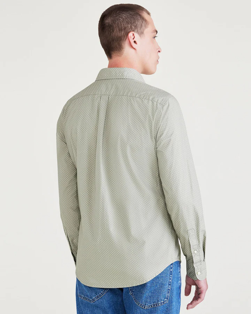Camisa d'home de popelín de màniga llarga Dockers, model A1114-0106, verd gris - 2 - La Casa Dels Pantalons