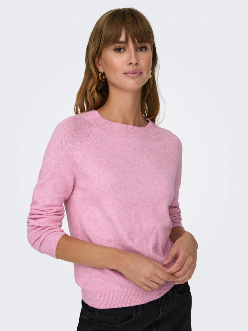 Jersey de mujer de cuello redondo Only Rica, modelo 15204279, rosado - 2 - La Casa Dels Pantalons