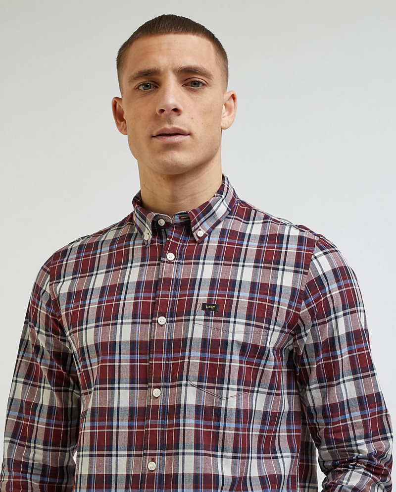 Camisa d'home de màniga llarga Lee, model L880RN35 112341759, de quadres vermells - 2 - La Casa Dels Pantalons