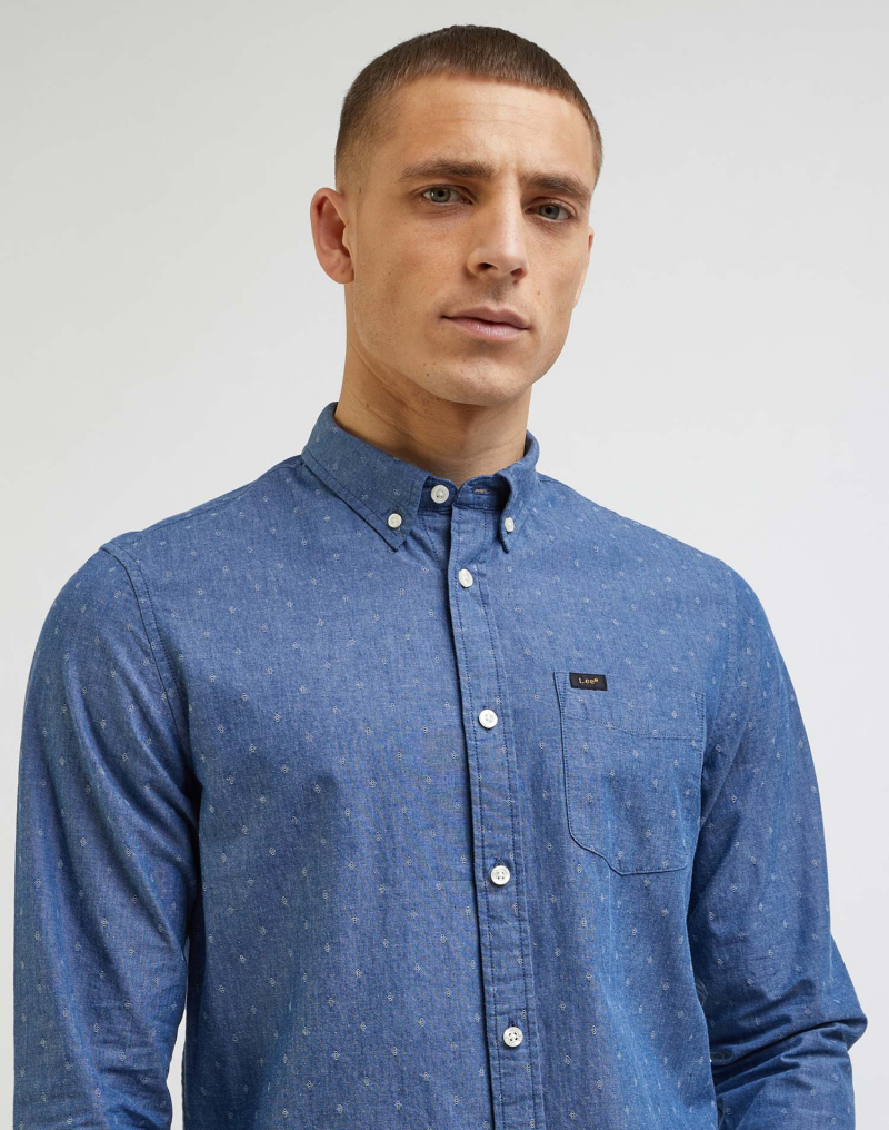 Camisa d'home de màniga llarga Lee, model L880RM35 112341756, blava - 2 - La Casa Dels Pantalons