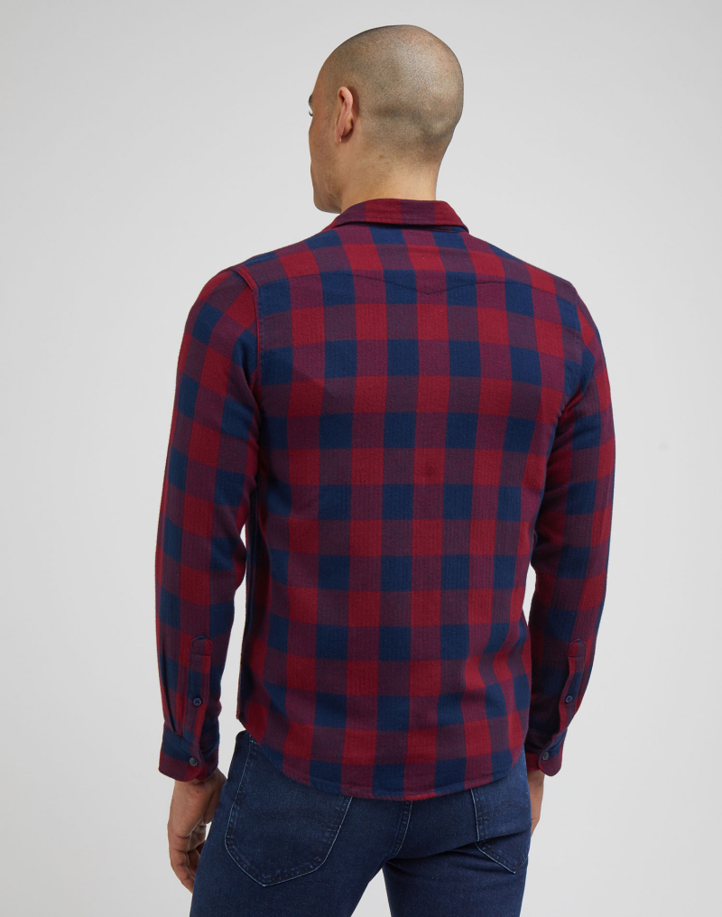 Camisa d'home de viella de màniga llarga Lee, L66RRRA84 112341778, de quadres vermells - 2 - La Casa Dels Pantalons