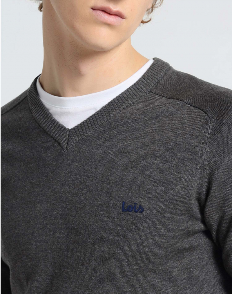 Jersei d'home de coll punxa Lois, model 17147/493, gris - 2 - La Casa Dels Pantalons