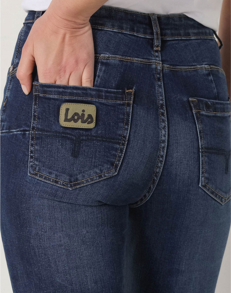 Pantalones vaqueros de mujer Lois Pushy flare, modelo 20768/950, azul medio - 3 - La Casa Dels Pantalons