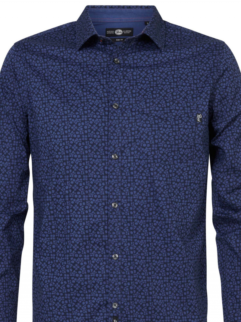 Camisa de hombre de manga larga Petrol Industries, SIL419/5152, azul con muestra negra - 3 - La Casa Dels Pantalons