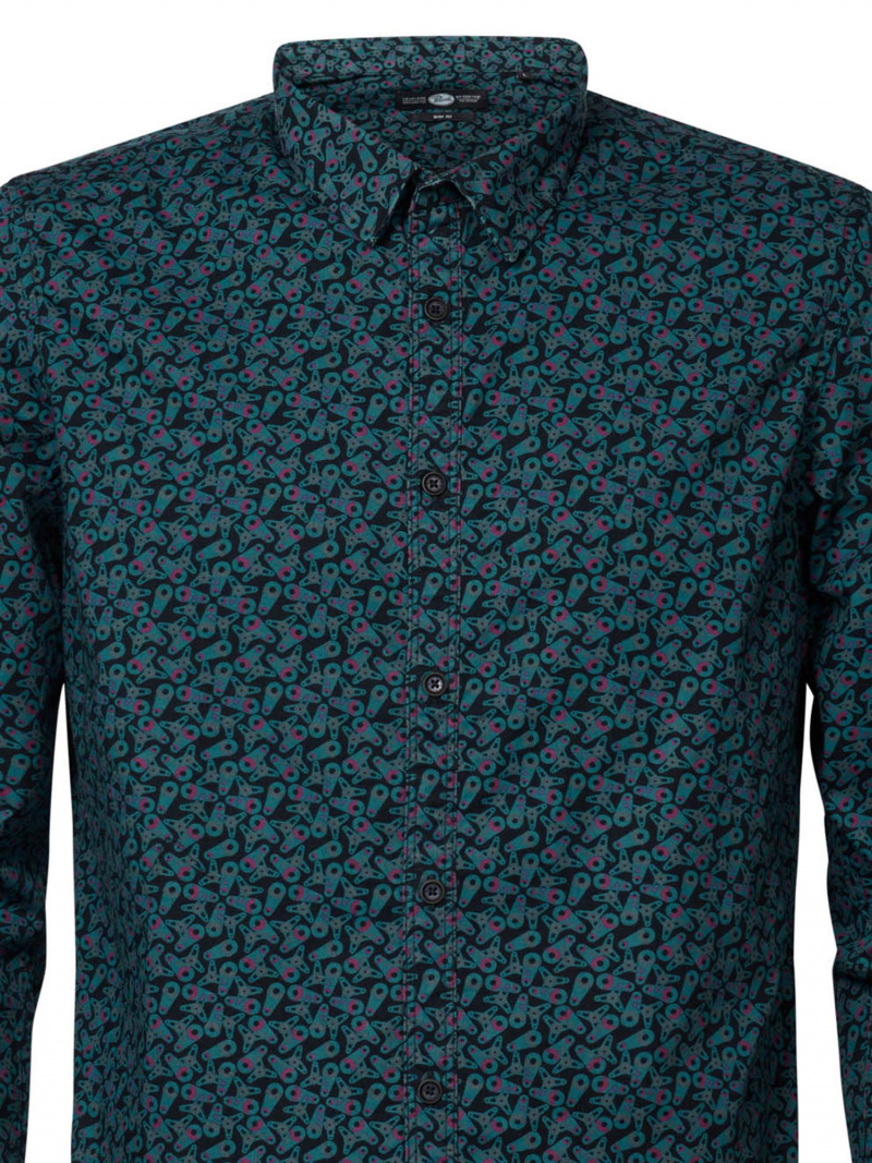 Camisa d'home de màniga llarga Petrol Industries, model SIL422/9091, mostra turquesa - 2 - La Casa Dels Pantalons