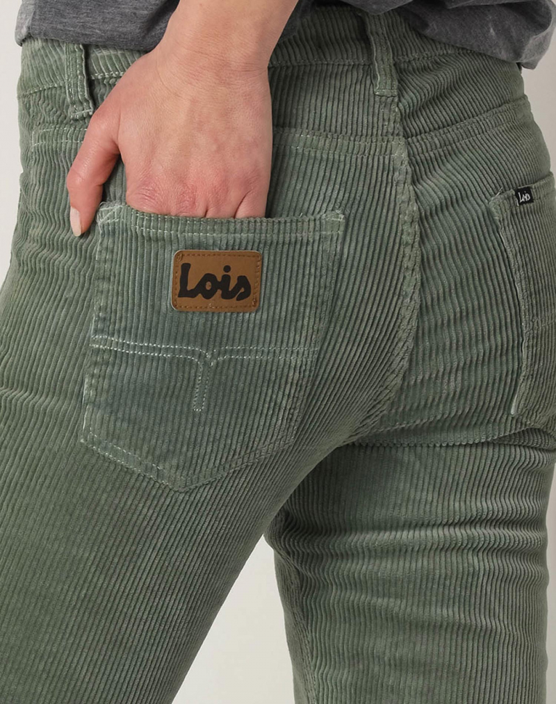 Pantalones vaqueros de pana de mujer Lois Ágata flare, modelo 20142/572, verde claro - 3 - La Casa Dels Pantalons