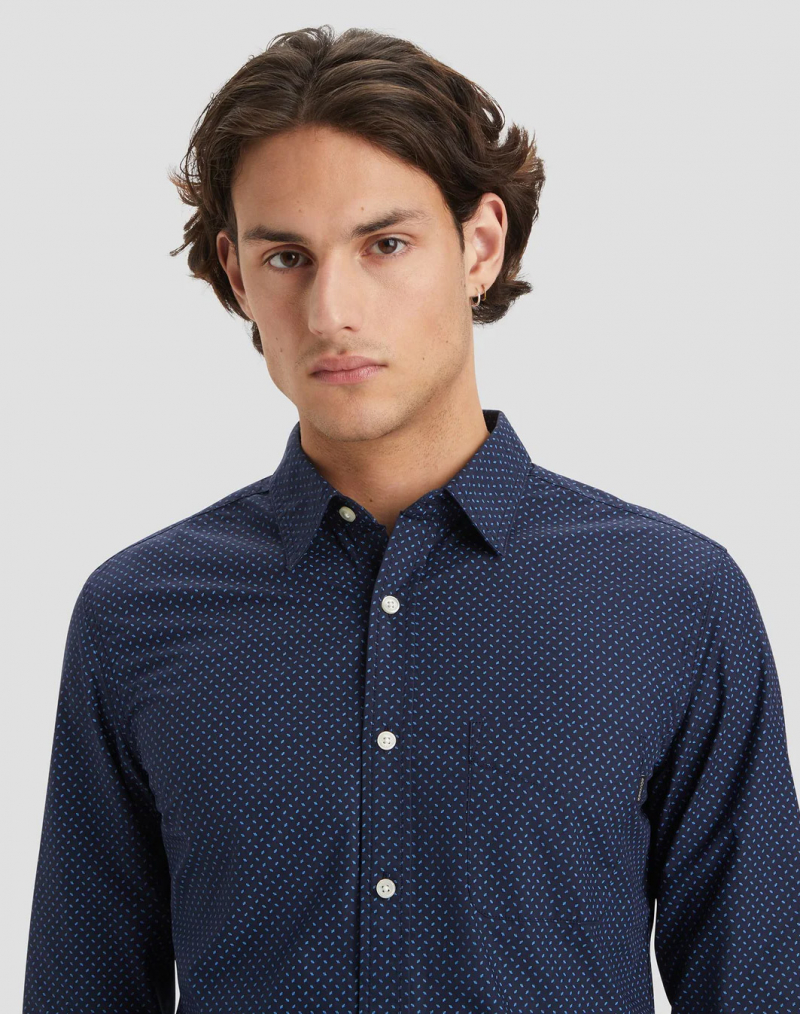 Camisa de hombre de popelín de m/l Dockers, modelo A1114-0122, azul marino - 3 - La Casa Dels Pantalons