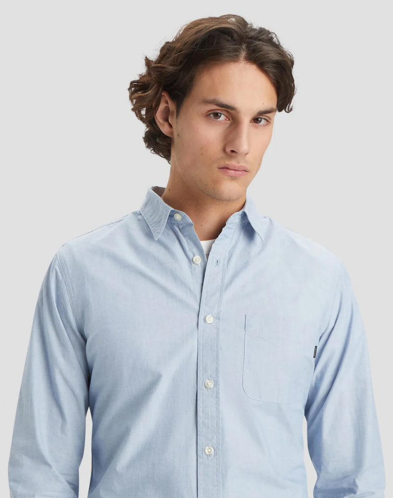 Camisa de hombre de popelín de m/l Dockers, modelo A1114-0144, azul - 2 - La Casa Dels Pantalons