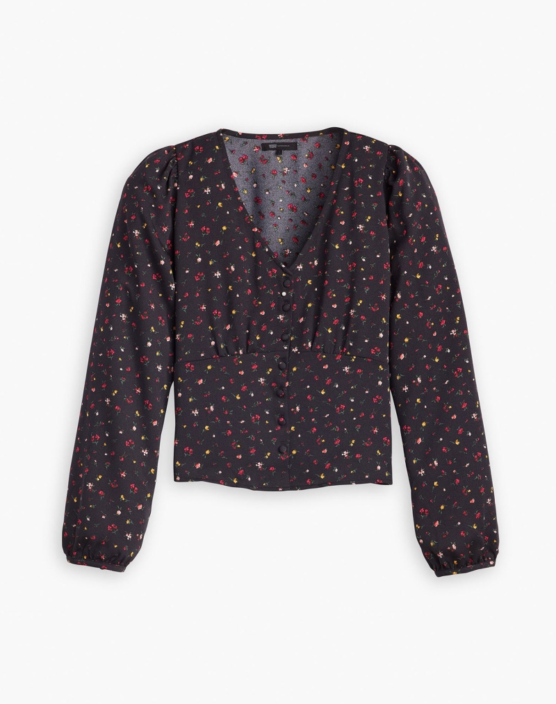 Brusa de dona de màniga llarga Levi's®, model A9287-0002, negra amb un estampat floral - 2 - La Casa Dels Pantalons