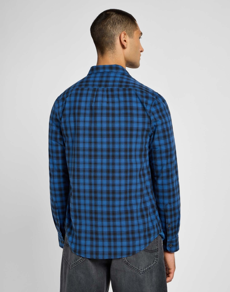 Camisa d'home de màniga llarga Lee, model 112355642, de quadres blaus - 2 - La Casa Dels Pantalons