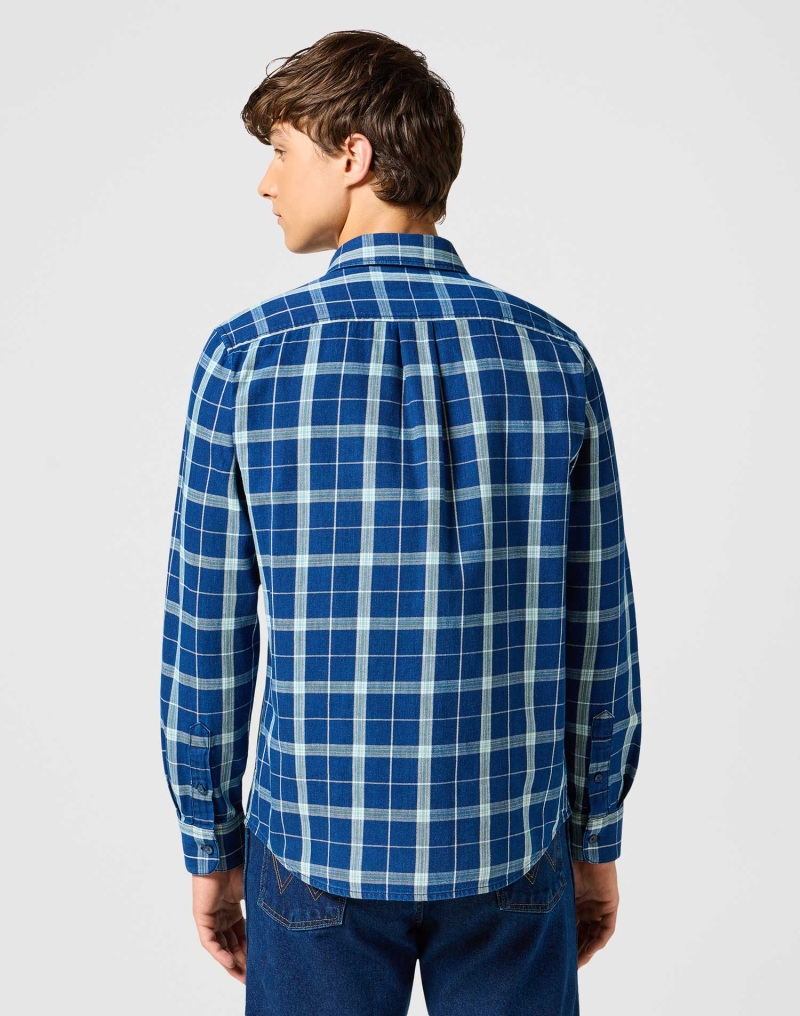 Camisa d'home de màniga llarga Wrangler, model 112357231, de quadres blaus - 2 - La Casa Dels Pantalons