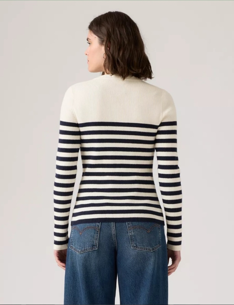 Jersei de dona de coll rodó Levi's®, model A0719-0036, blanc amb ratlles blau marí - 3 - La Casa Dels Pantalons