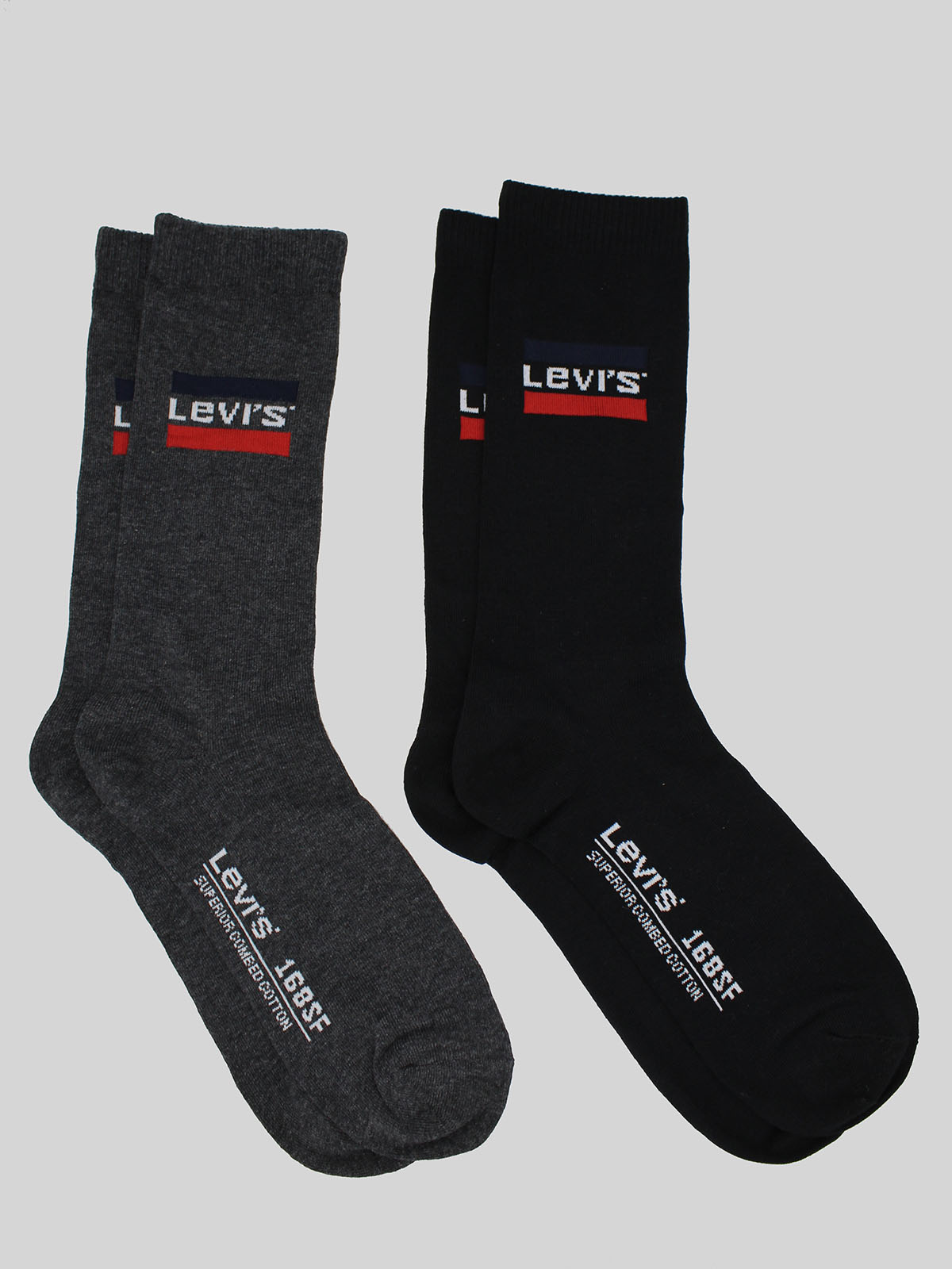 Levi's pack combinado (2) calcetines 983041001/208 color negro/gris oscuro