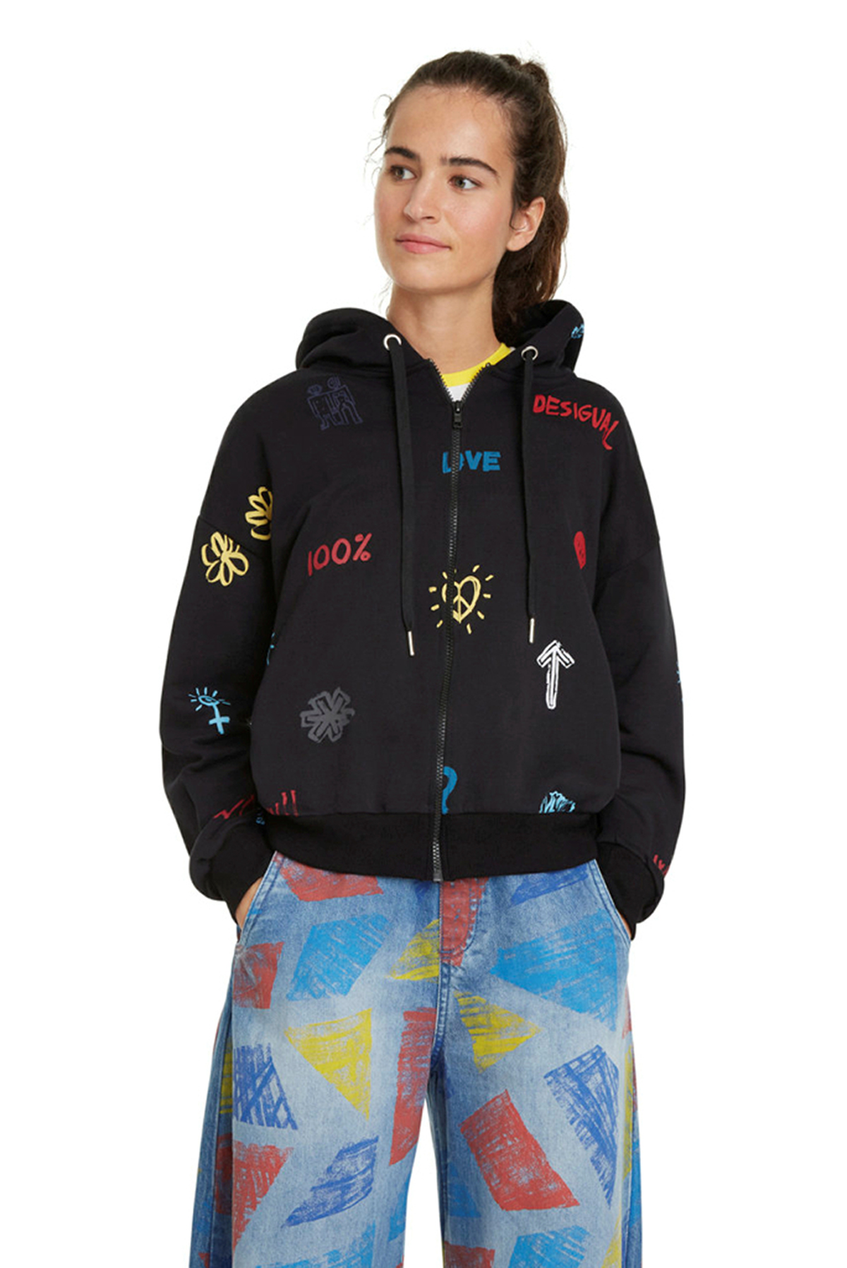 Desigual sudadera 19WWSK32/2000 color negro