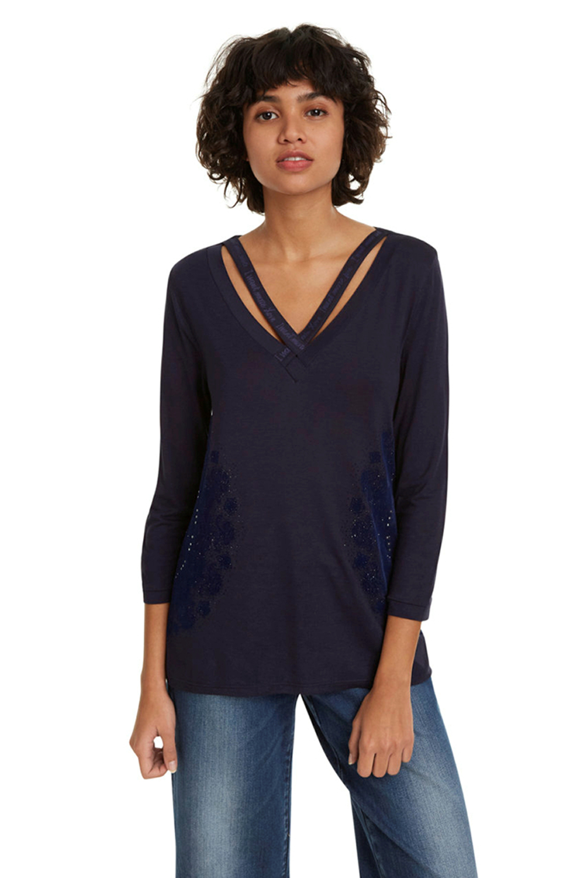 Desigual samarreta de dona 19WWTK63/5000 blau marí