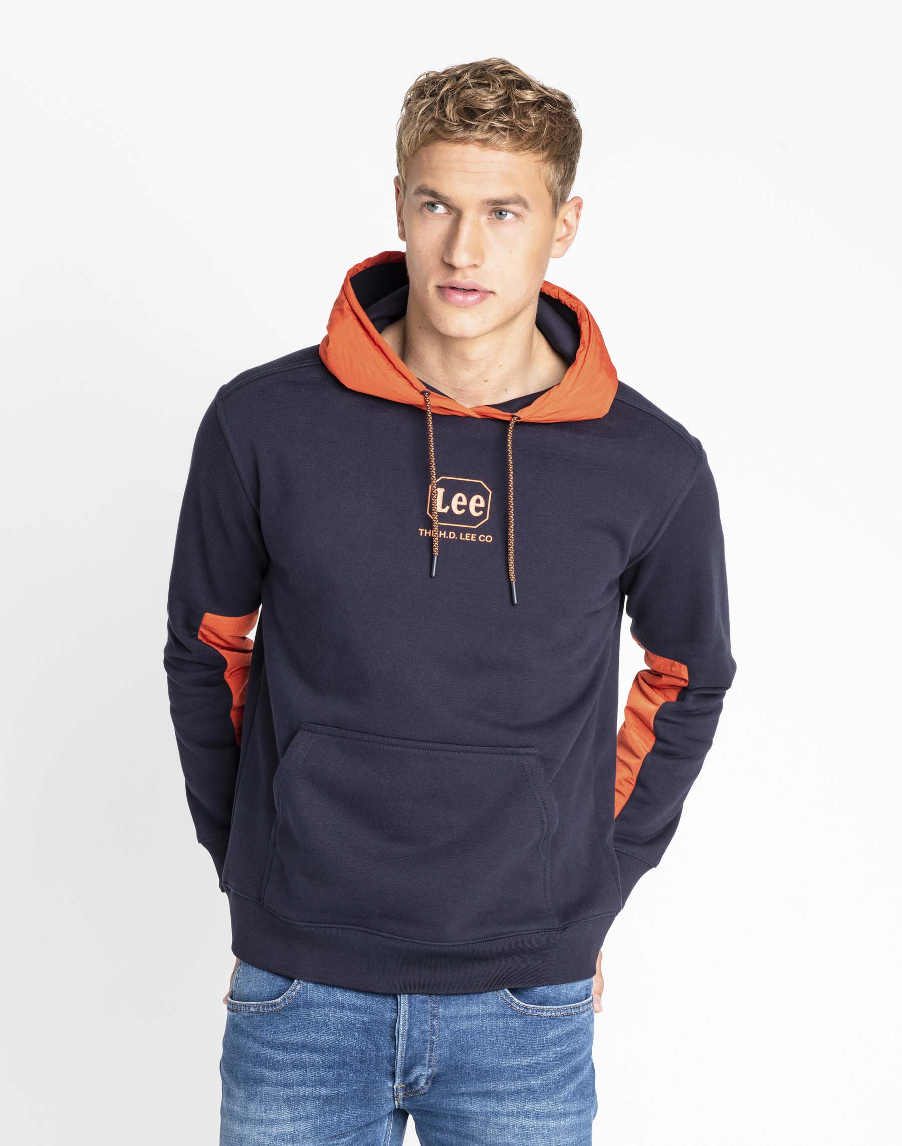 Lee sudadera con capucha L81UTTMA color azul marino/naranja