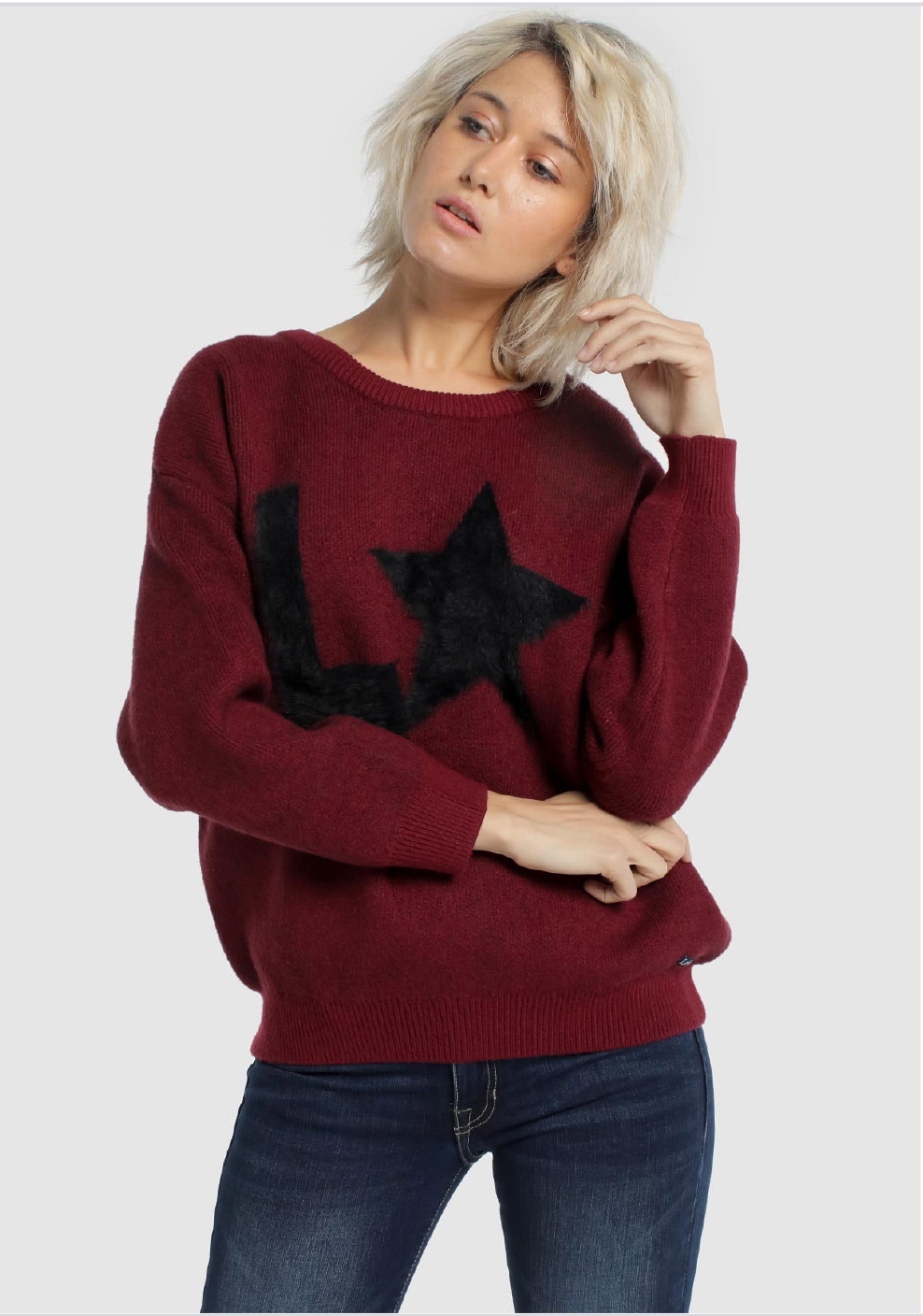 Lois jersei de dona de coll rodó 46372/539 vermell fosc