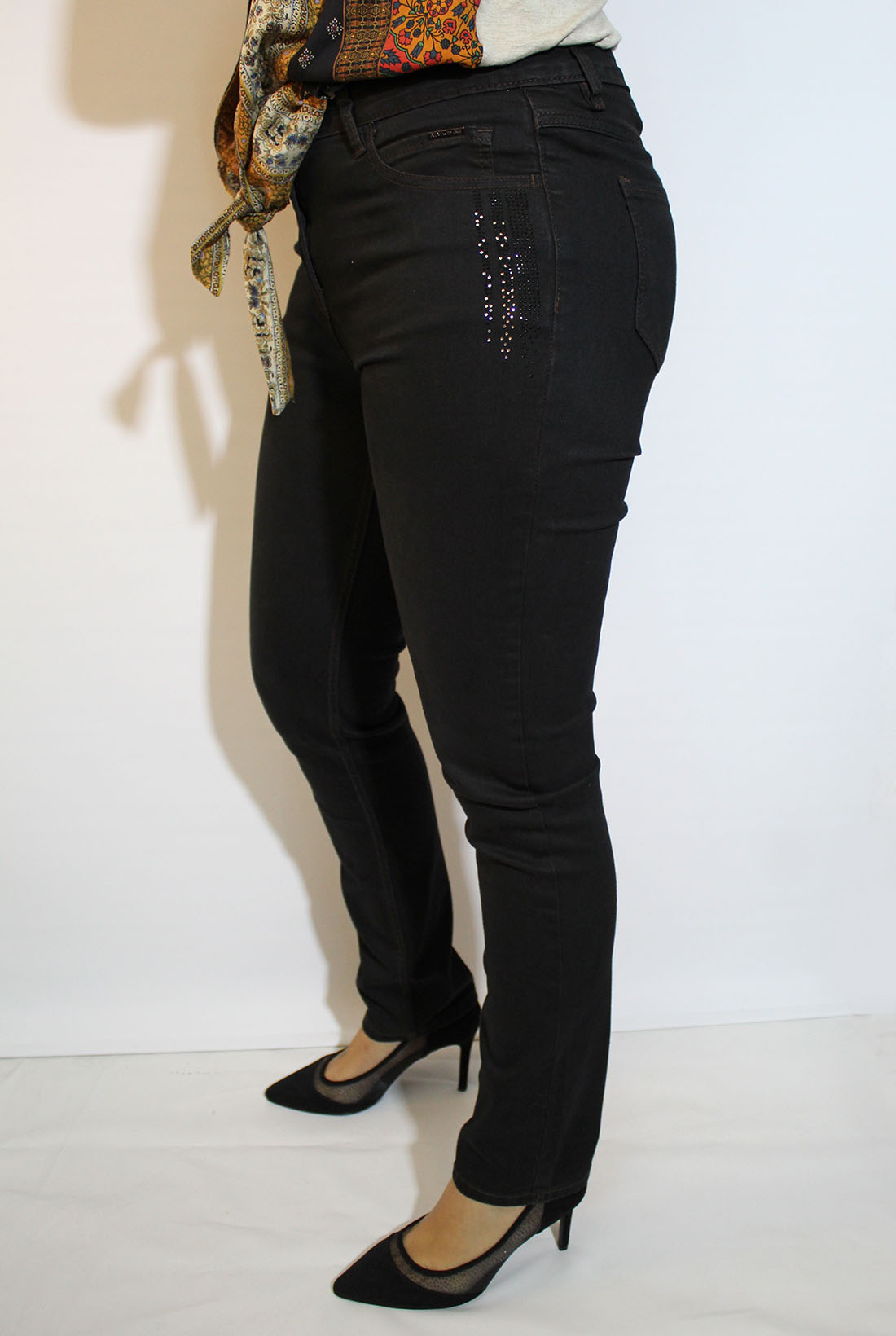 Azay texà Ana I559T/500 recte estret alt de cintura color marró/negre