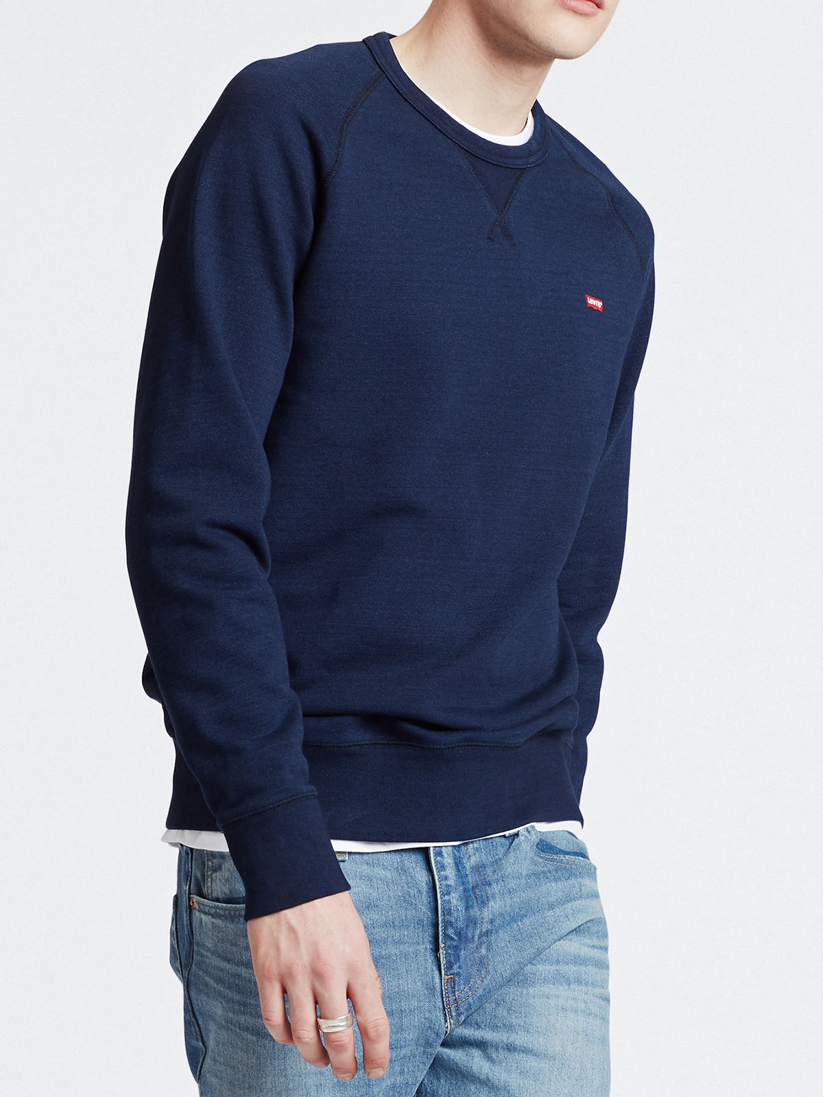 Levi's sudadera básica cuello redondo 56176.00.00 color azul marino