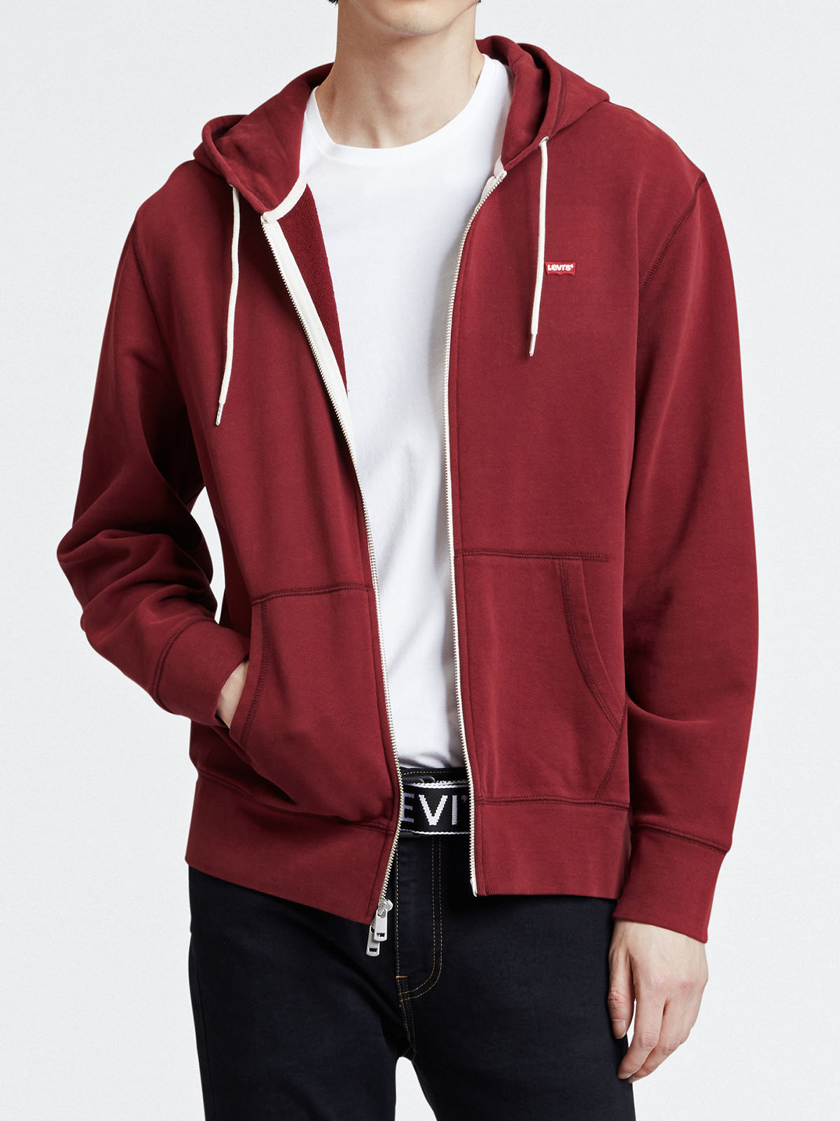 Levi's sudadera con capucha 56177.00.06 color rojo