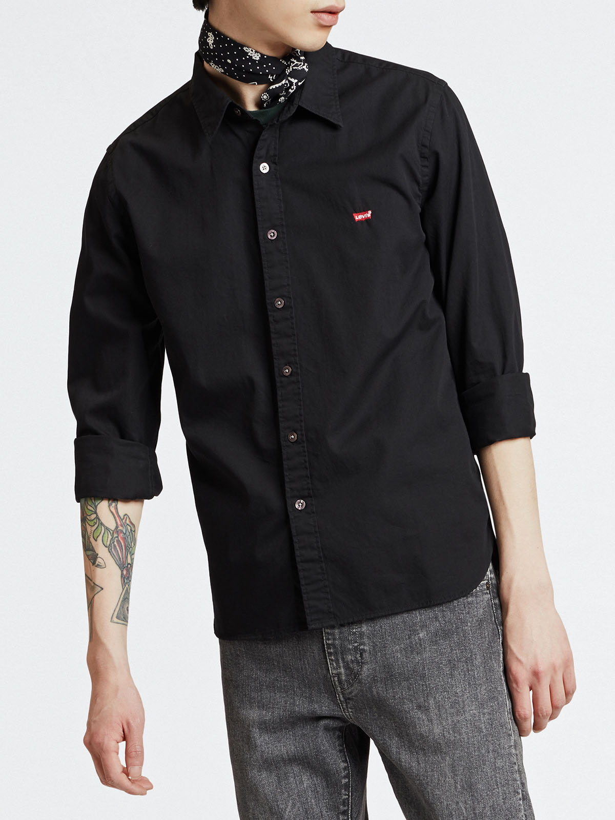 Levi's camisa manga larga algodón 74389.00.02 color negro