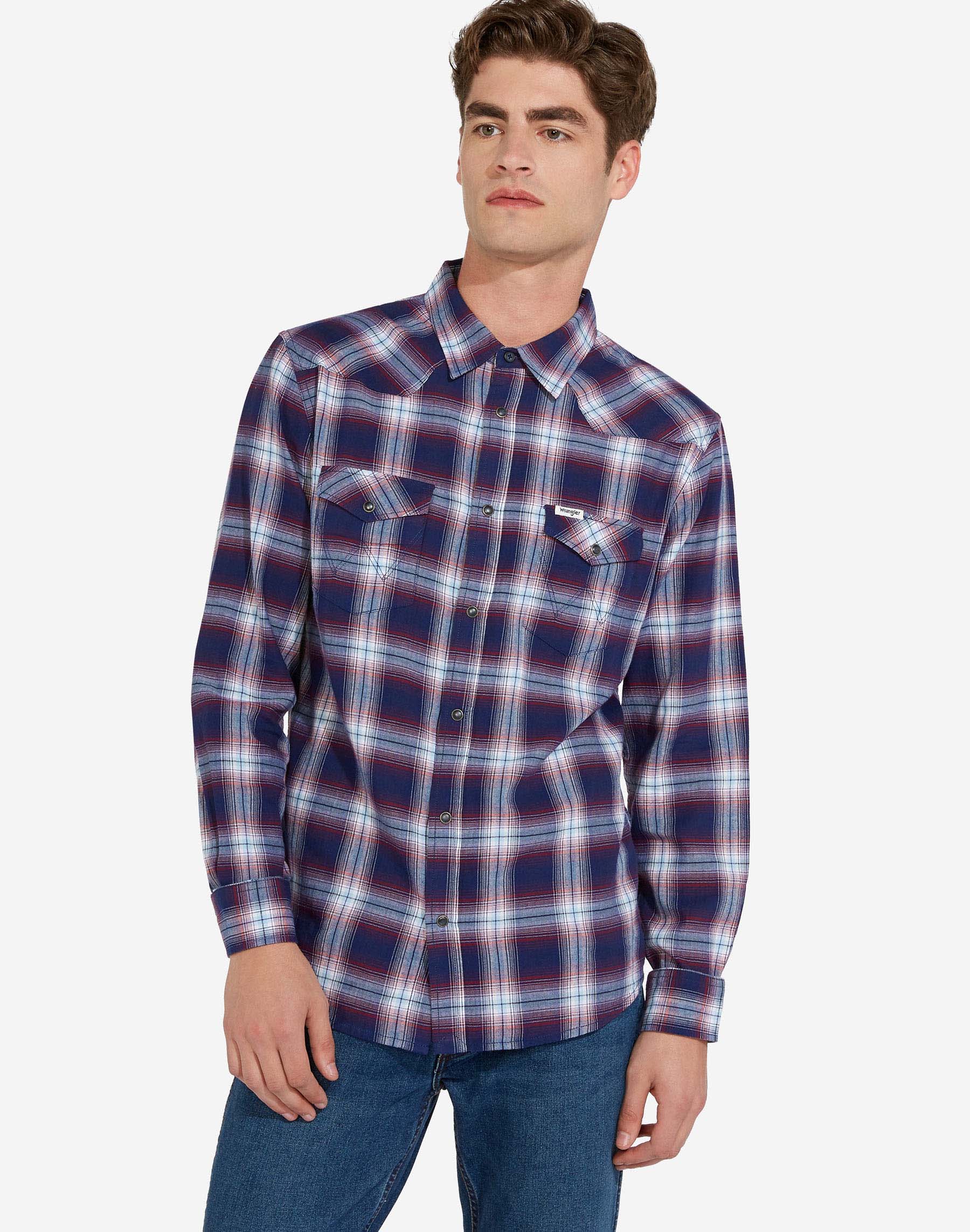 Wrangler camisa western W5A02L114 quadres blau/vermell/blanc