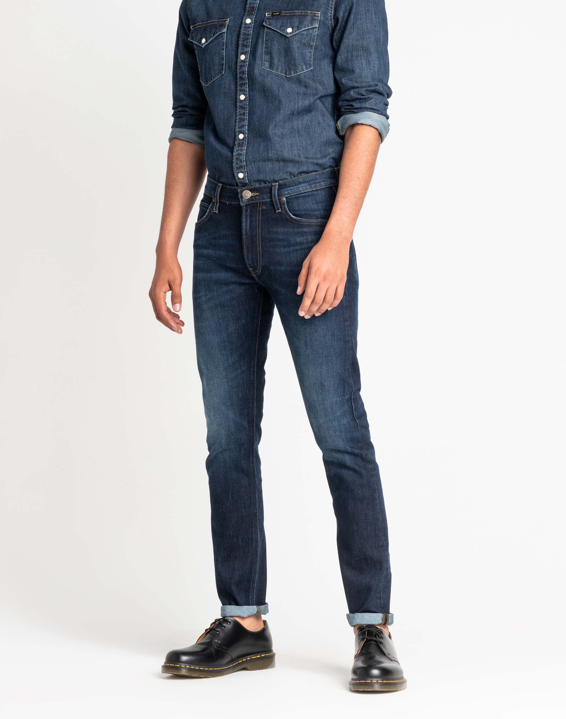 Lee Luke slim tapered pantalons texans d'home L719DHGP color texà fosc desgastat