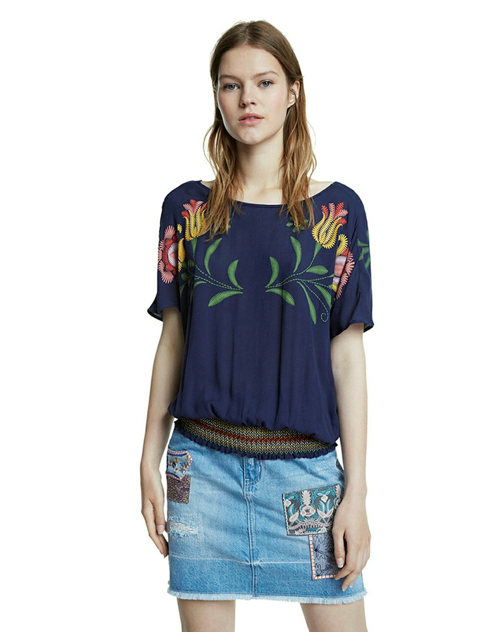 Desigual brusa de dona de m/c 20SWBW49 de color blau marí