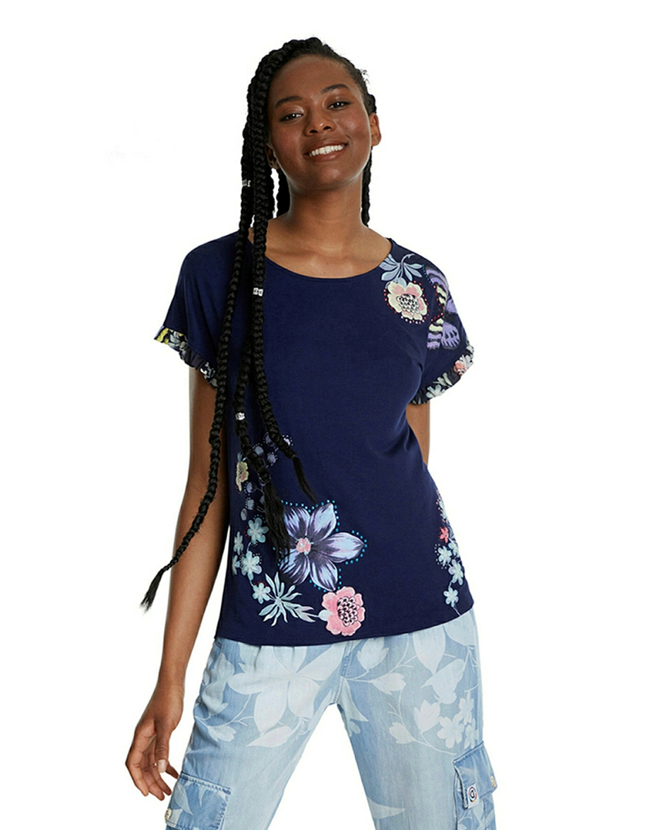 Desigual camiseta de mujer m/c 20SWTKBS azul marino