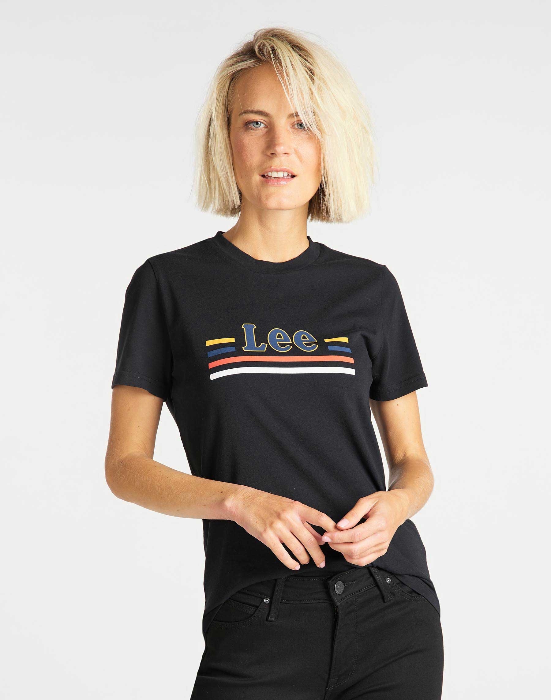 Foto 1 - Lee camiseta de mujer m/c L41HEP01 color negro y logo