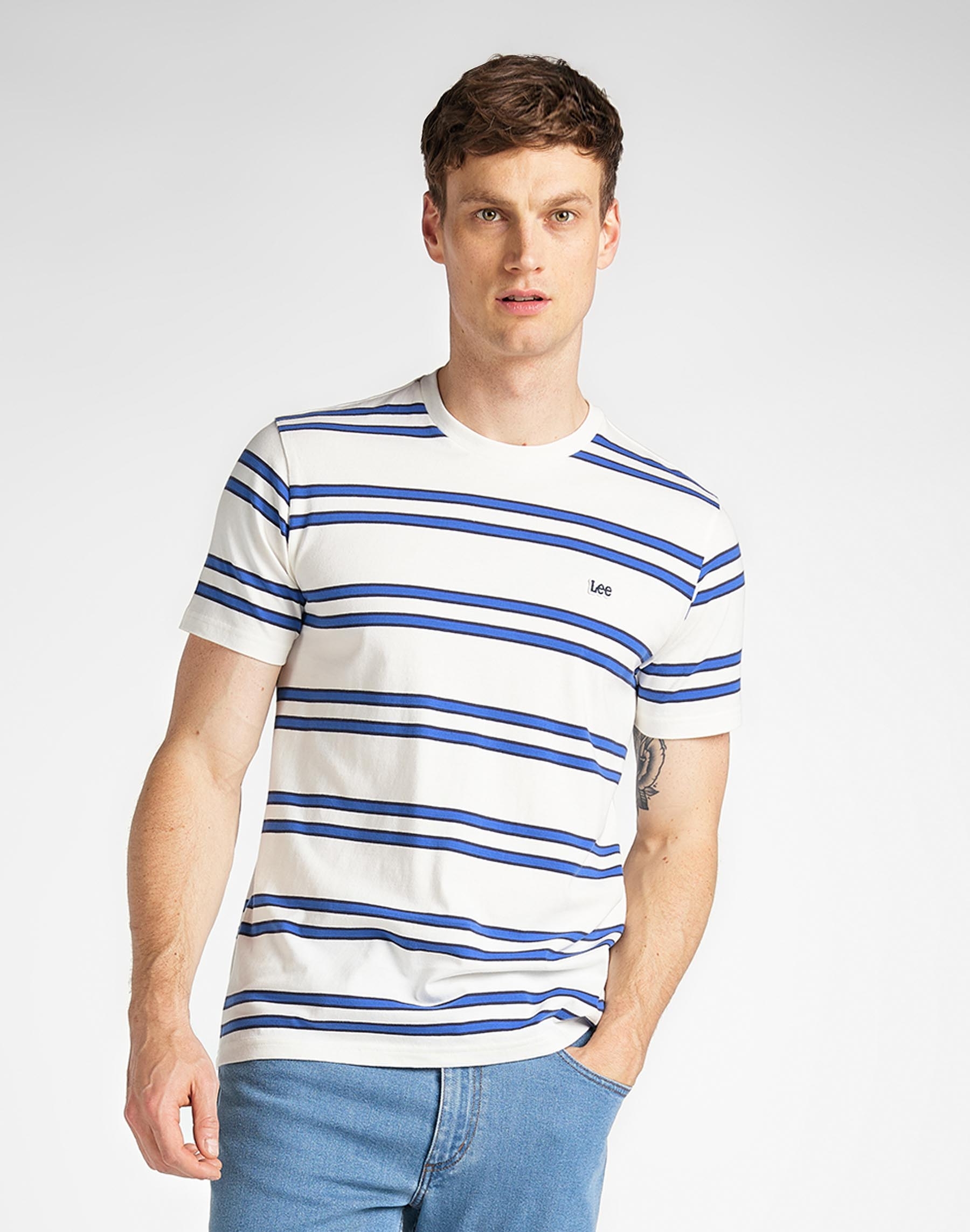 Lee camiseta de hombre de m/c L61LEENQ color blanco y rayas azules