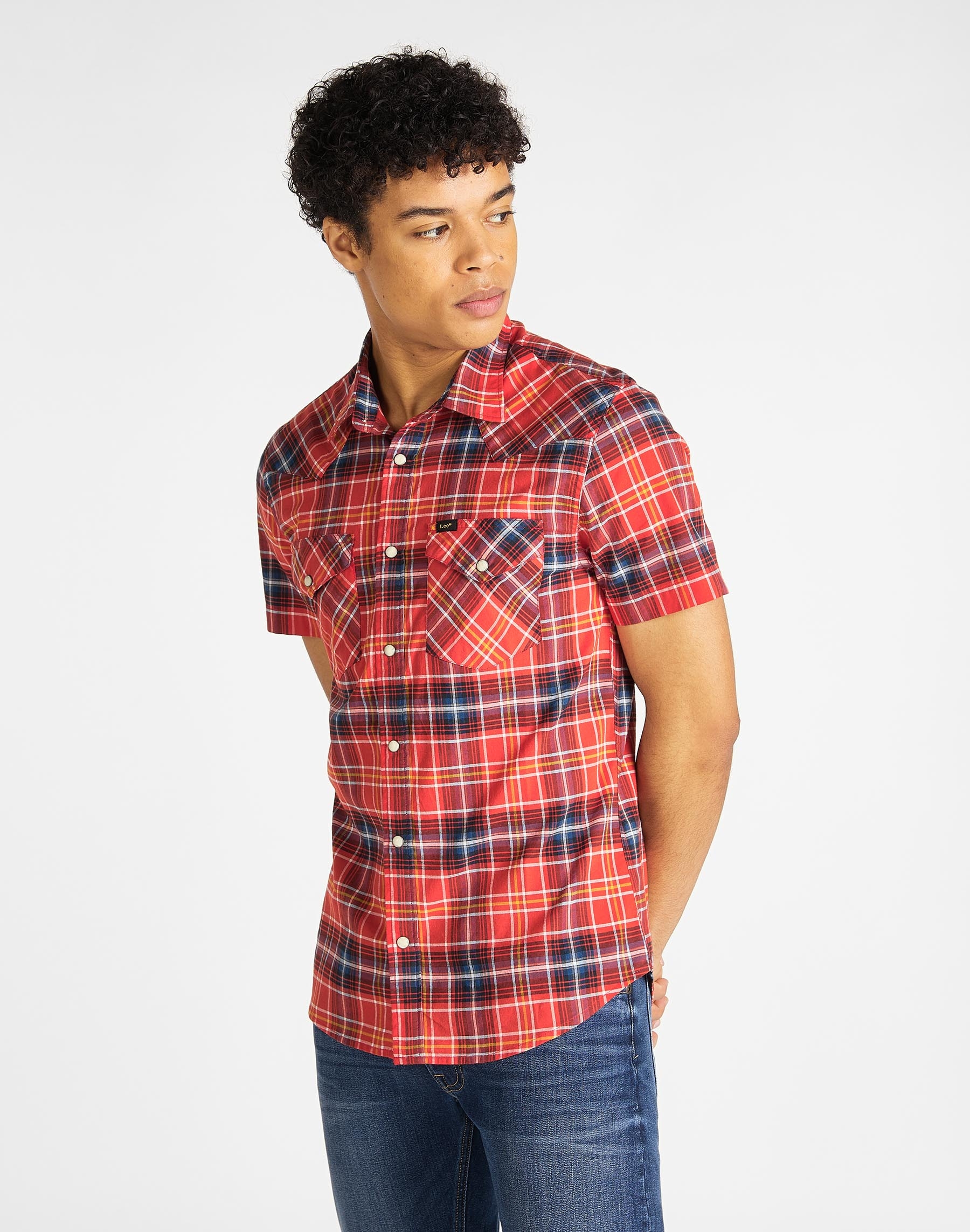 Lee camisa de hombre m/c L640DKNH cuadros color rojo