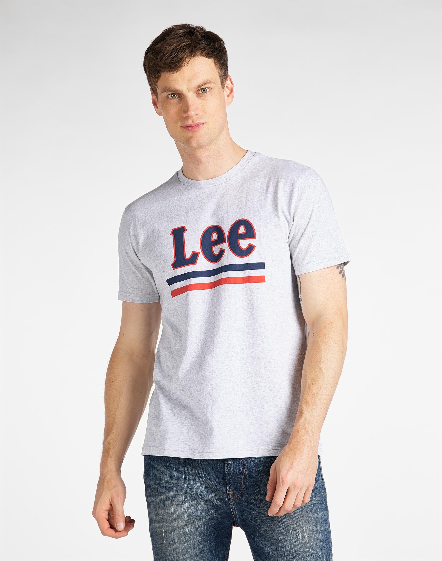 Foto 1 - Lee camiseta de hombre de m/c L64VFQ03 color gris vigoré y logo azul