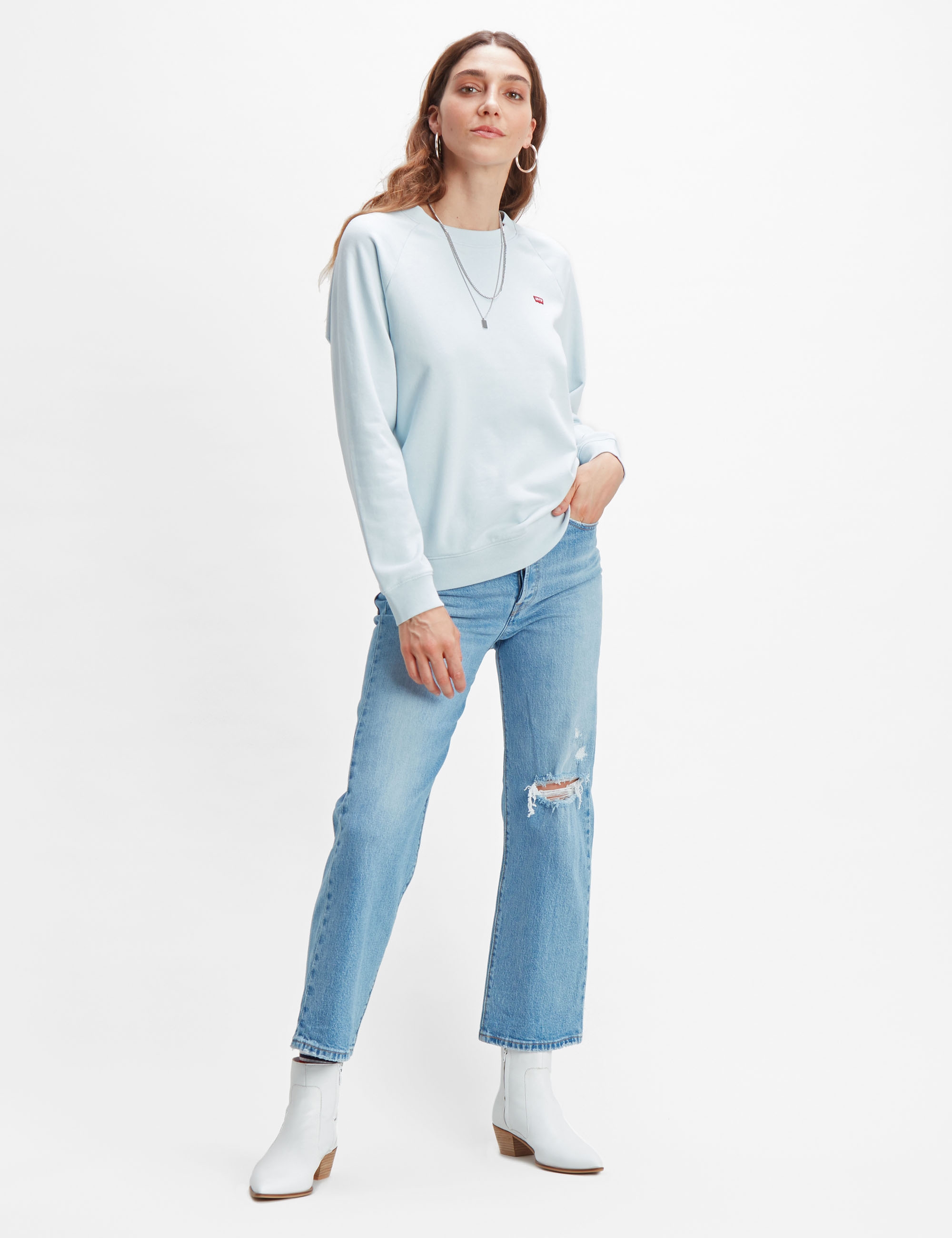 Levi's sudadera de mujer de cuello redondo 85626.00.01 de color azul