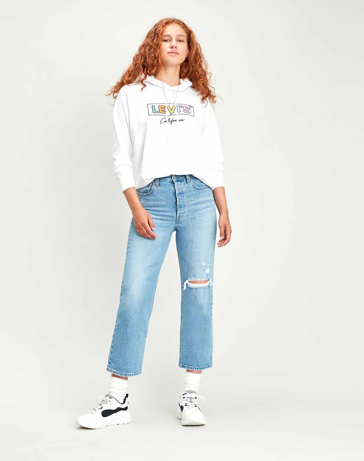 Levi's sudadera de mujer con capucha 35946.01.20 de color blanco