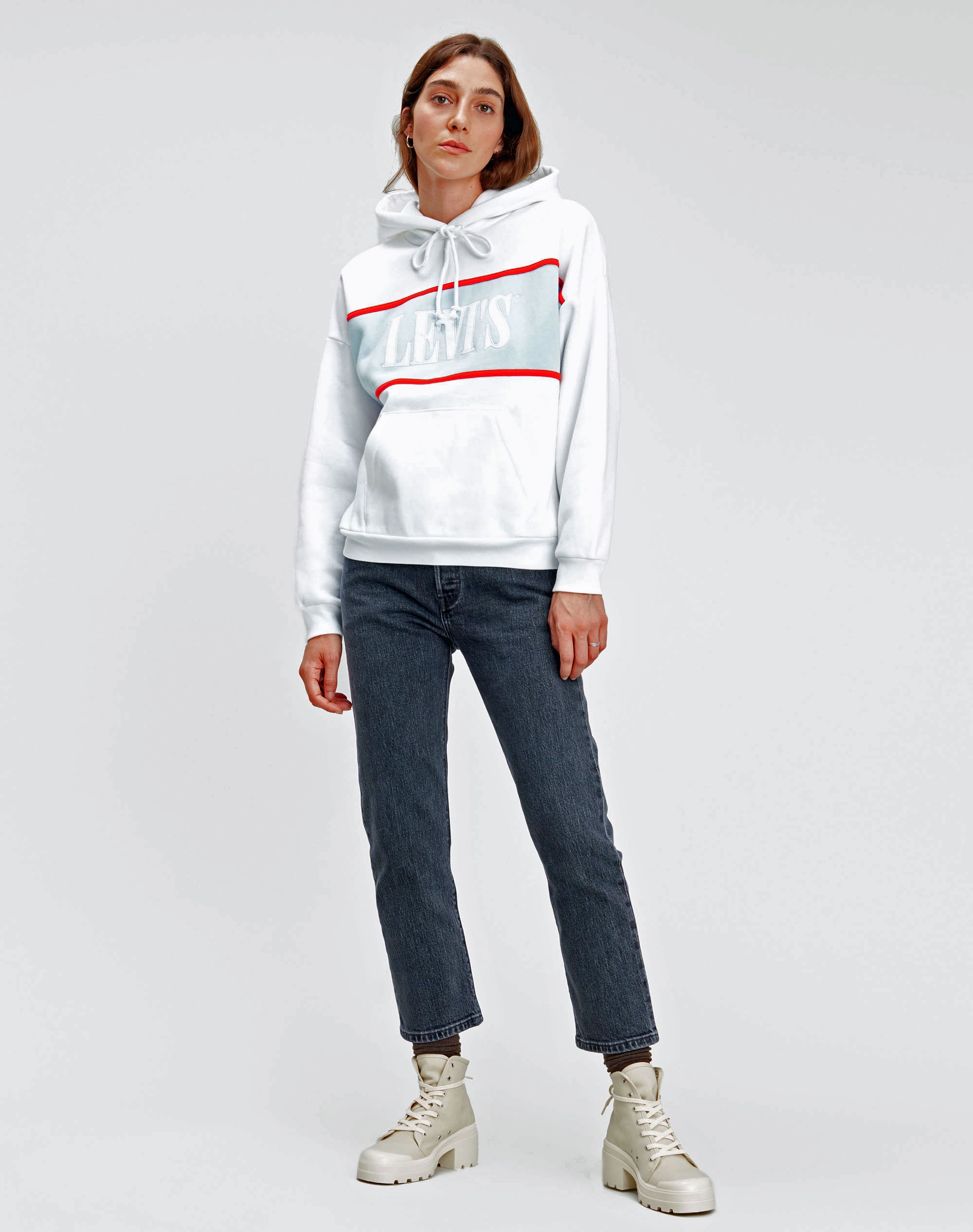 Levi's dessuadora de dona amb caputxa 85774.00.00 de color blanc
